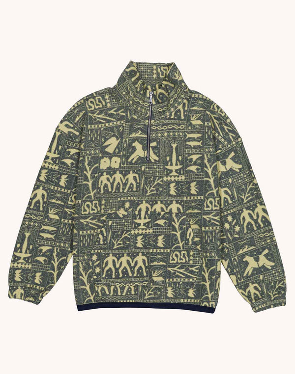 OLOW Bangor Kobling Quarter-Zip in Blau-Gelb – Freisteller Vorderansicht