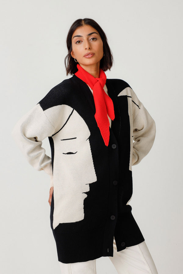SKFK Benda GOTs Cardigan Damen Strickjacke schwarz weiß