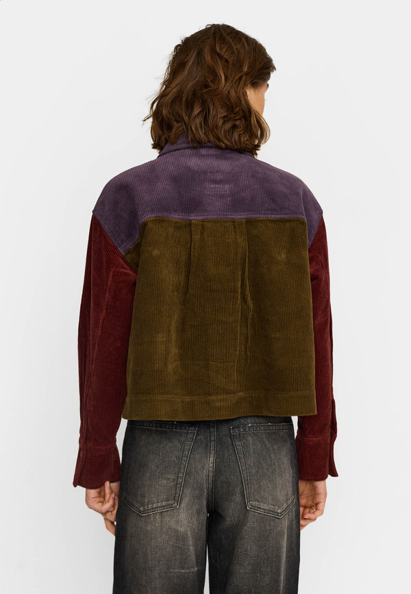 Selfhood Cropped Shirt Darkpurple Damen Cord Hemd Overshirt lila