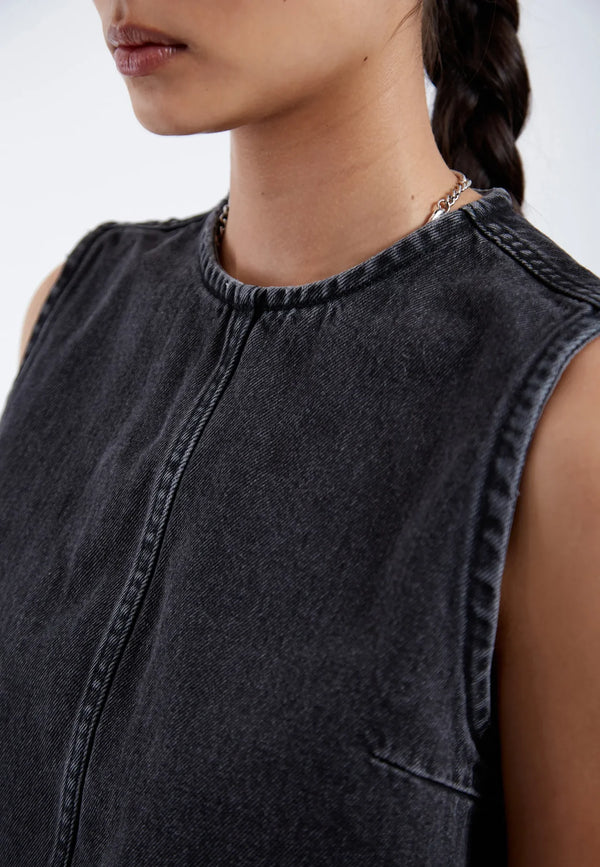 Dr. Denim Erin Top Retro Black Crop Top Denim Damen schwarz