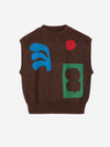 Bobo Choses Plant Seal Jacquard Organic Cotton Vest Damen Pullunder braun