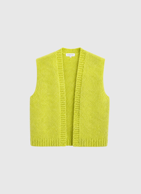 Maison Anje Besco Cardigan Weste Acid Lime Alpaka Wolle Damen grün