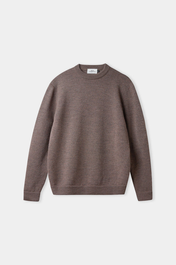 About Companions Morten Merinowolle-Pullover Herren taupe meliert – Vorderansicht