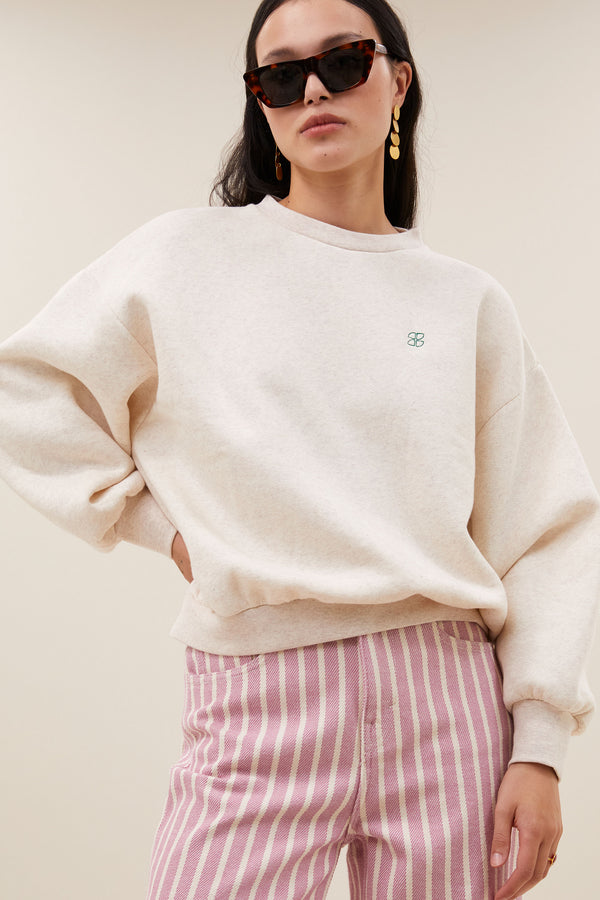 By-Bar Bibi Melange Lucky Everyday Sweater Damen Pullover hellcreme