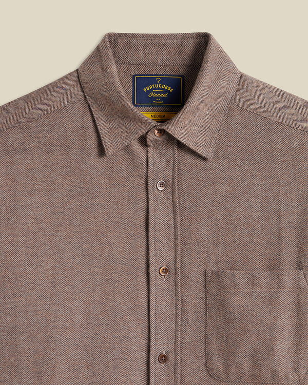 Portuguese Flannel Espiga Brown Herren Hemd Baumwolle beige