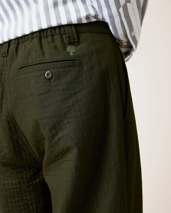 Faguo Landais Wide Leg Hose Khaki Herren Bio-Baumwolle grün
