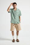 Trendsplant Cap Negret Camp Leinen Kurzarm Hemd Herren Olive Shade Grün