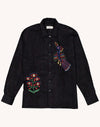 OLOW Decré Take Off Cord-Overshirt in Schwarz – Freisteller Vorderansicht