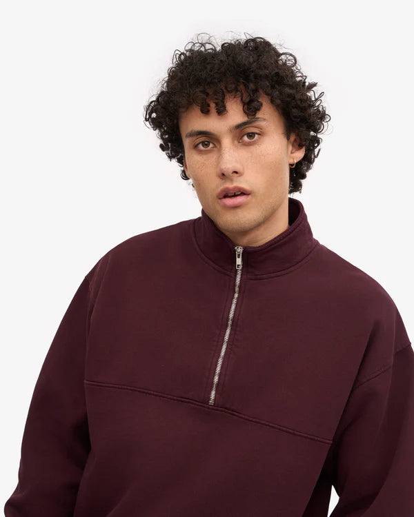 Colorful Standard Quarter Zip Unisex Oxblood Red Dunkelrot