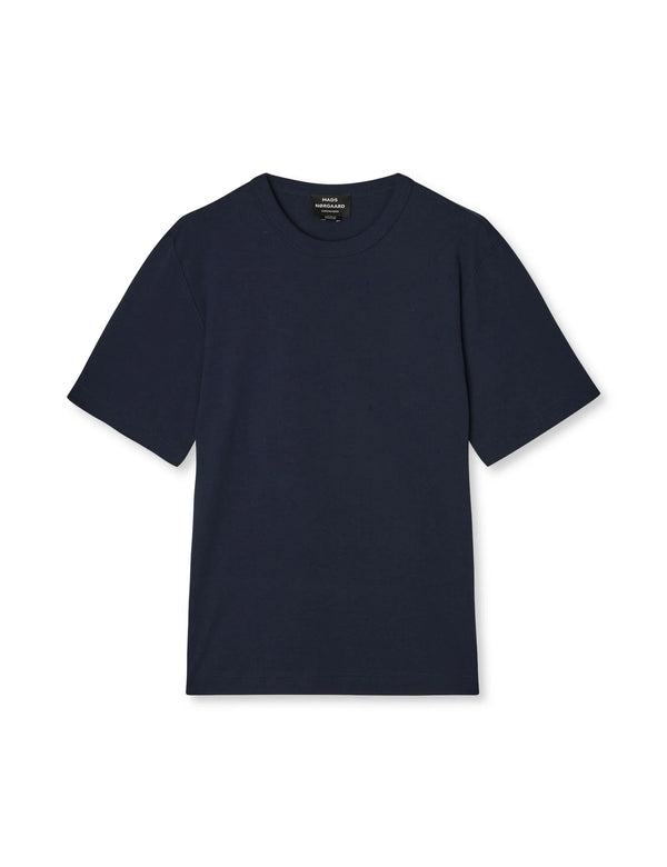 Mads Nørgaard Klassik Rib Esben Sky Captain dunkelblau T-Shirt Herren