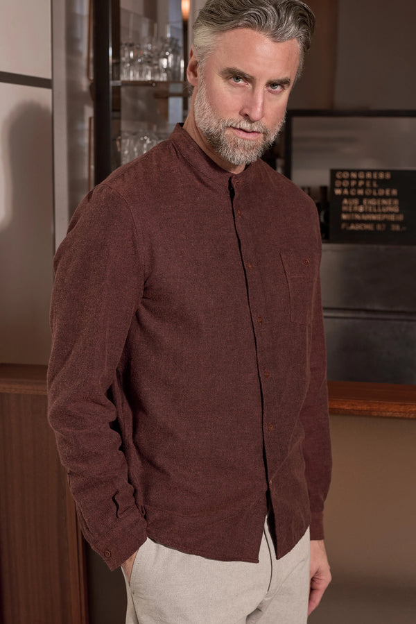 About Companions Nathan Eco Flannel Brick Shirt Hemd dunkelrot