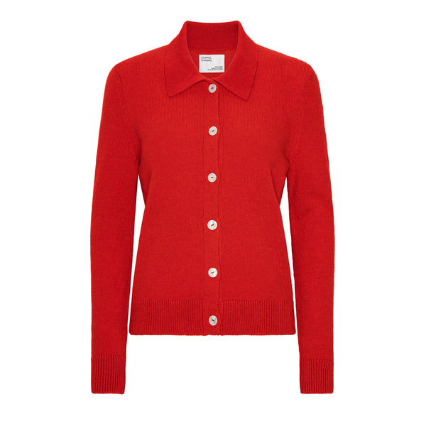 Colorful Standard Merino Wool Cardigan Red Tangerine Damen Strickjacke rot