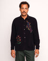 OLOW Decré Take Off Cord-Overshirt in Schwarz – Herren Vorderansicht