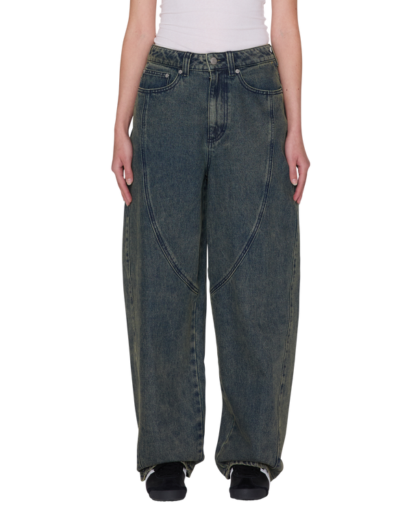Obey Nana Denim Yellow Tint Wash Damen Baggy Jeans blau gelb