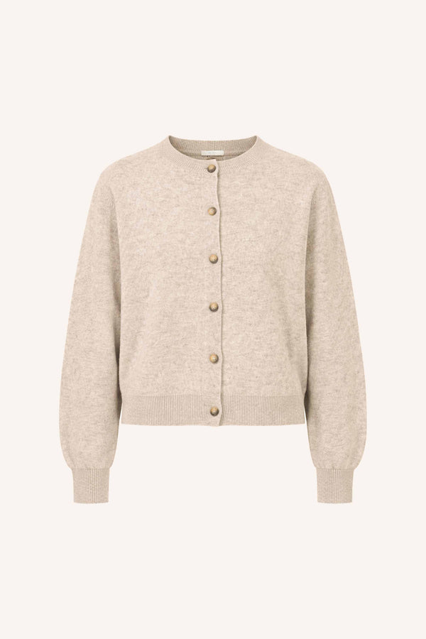 By-Bar Cleo Merino Cardigan Oyster Melee Damen Strickjacke beige