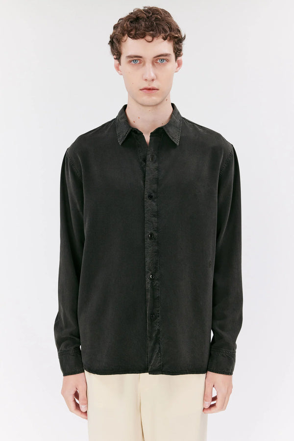 Elvine Ossian Shirt Tencel Hemd Black Herren schwarz