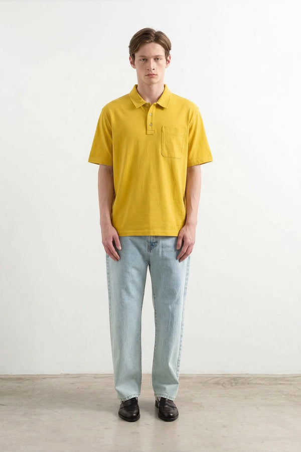 Edmmond Studios Burning Sun Polo-Shirt Herren Plain Mustard
