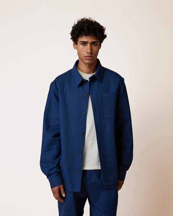 Faguo Gastine Overshirt Bleu Herren Baumwoll-Canvas blau