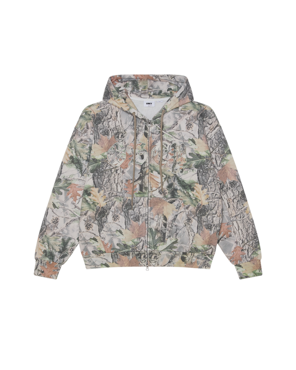Obey Gothic Zip Hood Dusty Vintage Wood Camo Herren Hoodie beige