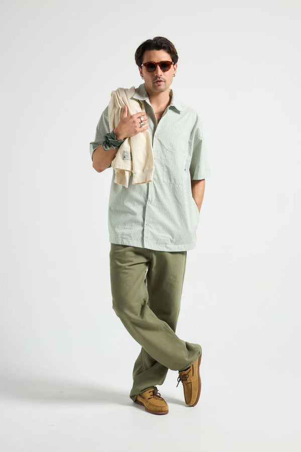 Trendsplant Mechanic Box Seaqual®Yarn Shirt Green Stripes Hemd Herren gestreift