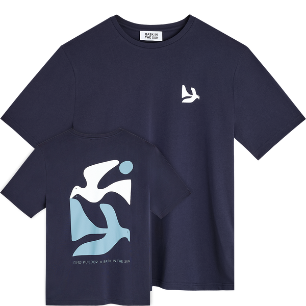 Bask in the Sun Peace Tee Navy Herren T-Shirt Rgular Fit blau