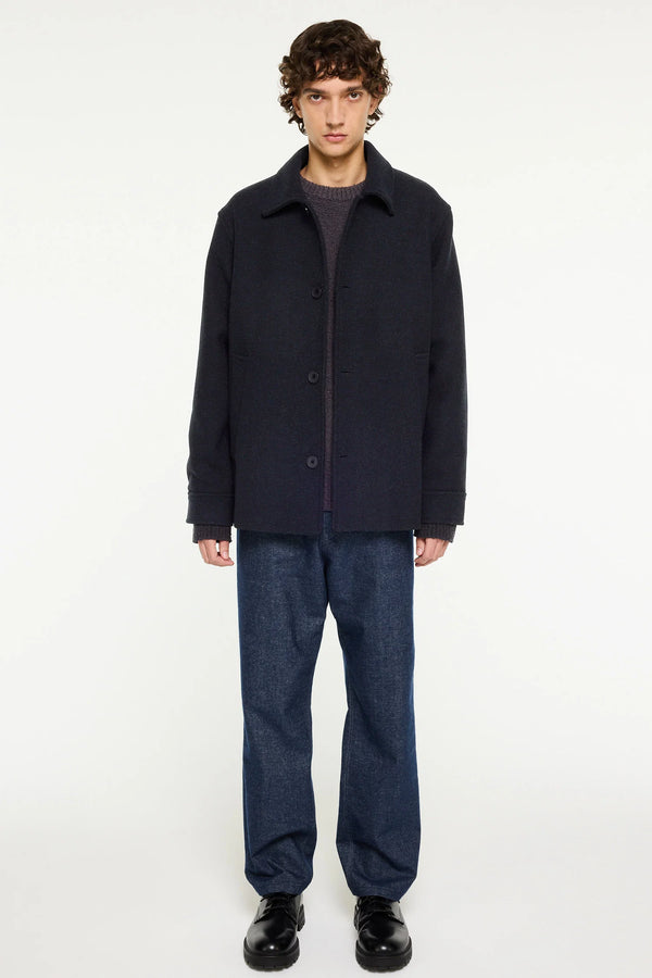 Elvine Ciaran Wolltwill Jacket Navy Melange Herren Wolljacke blau