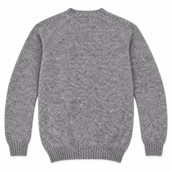 Harley of Scotland Herren-Wollpullover Grau meliert Rückansicht