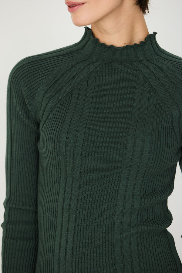 SKFK Anuket LS Shirt GOTS Dark Green Damen Longsleeve grün