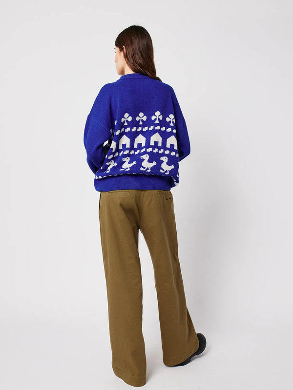 Bobo Choses Farm Oversize-Pullover Jaquard Damen blau