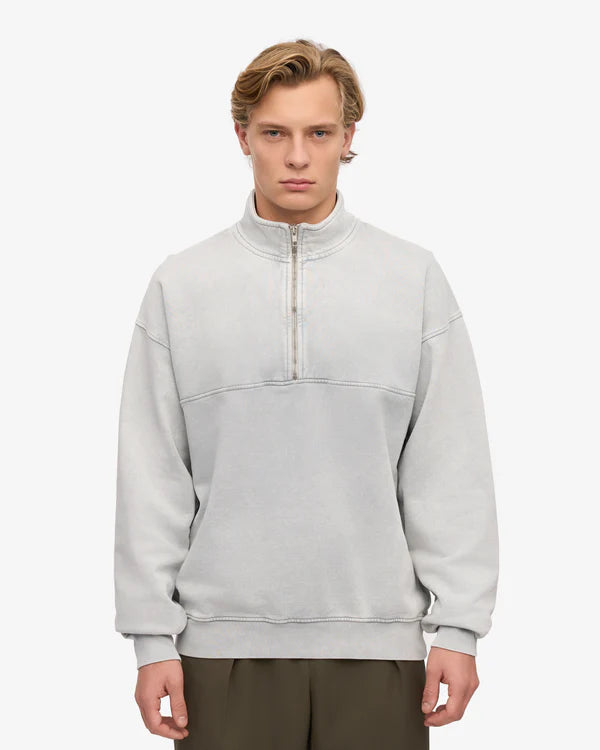 Colorful Standard Organic Quarter Zip Faded Grey unisex hellgrau