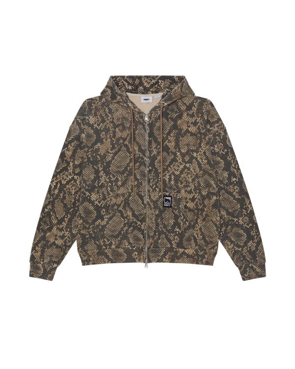 Obey Post Zip Hood Dusty Vintage Rattlesnake Herren Hoodie braun