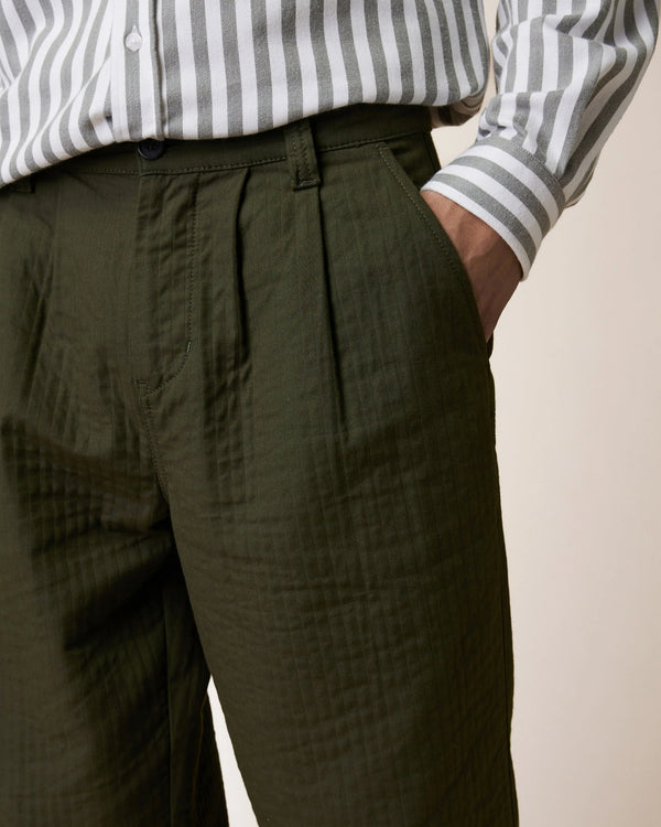 Faguo Landais Wide Leg Hose Khaki Herren Bio-Baumwolle grün