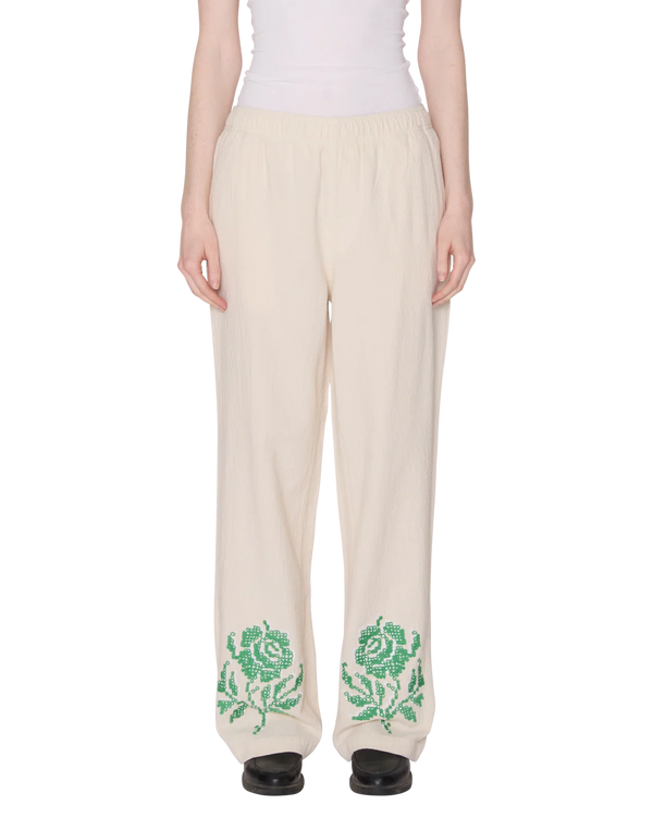 Obey Roses Embellished Natural Pants Hose creme