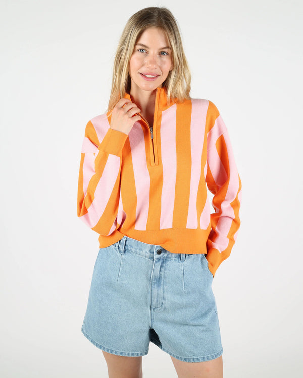 WEMOTO Manon Peach-Pink Zip Troyer Damen orange