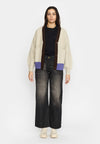 Selfhood Heavy Block Cardigan Offwhite Damen Merino Alpaka Strickjacke weiß