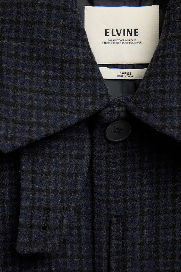 Elvine Yonatan Grey Check Herren Wollmantel kariert grau