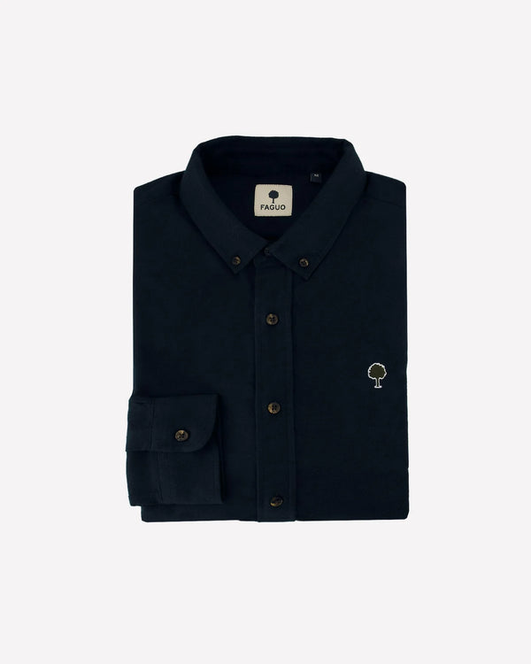 Faguo Ivoy Oxford Hemd Navy Herren Baumwolle blau