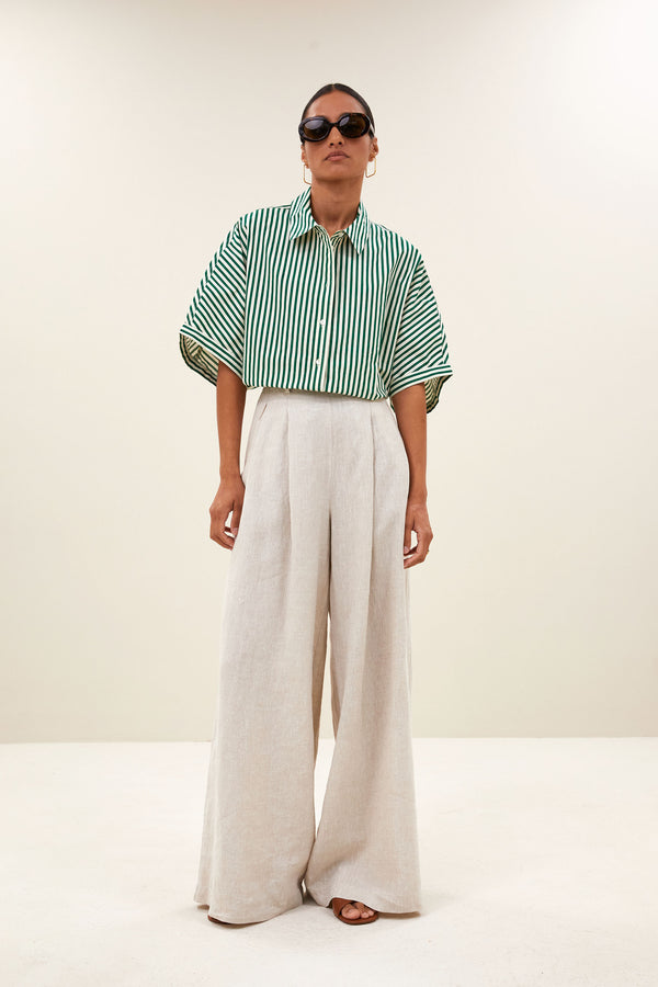 By-Bar Sunny Stripe Blouse Evergreen Damen Bluse grün weiß