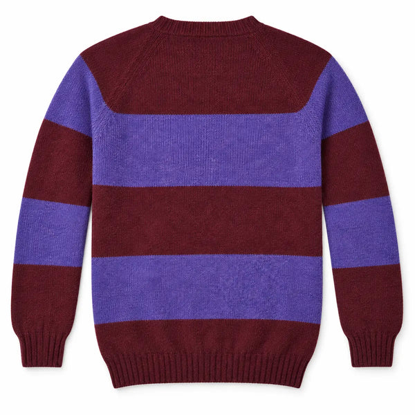 Harley of Scotland Herrenpullover Dunkelrot-Violett gestreift Rückansicht