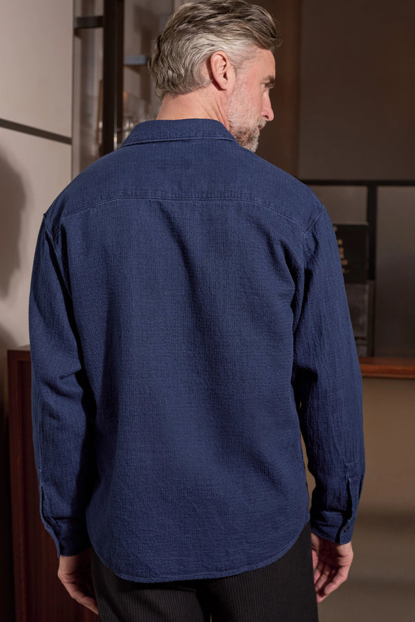 About Companions Dario Indigo Mid Blue Shirt Hemd Herren blau