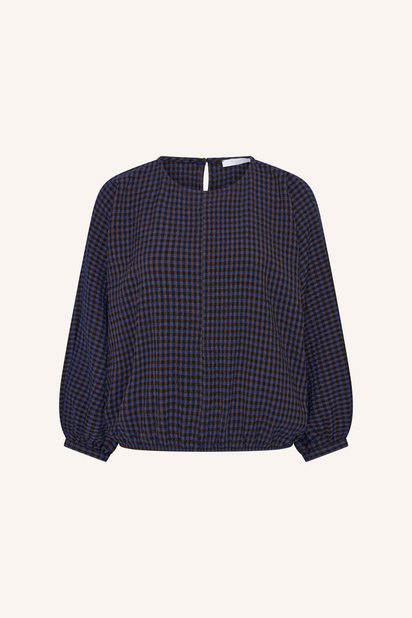 By-Bar Gaya Blouse Galaxy Check Damen Bluse Viskose dunkelblau