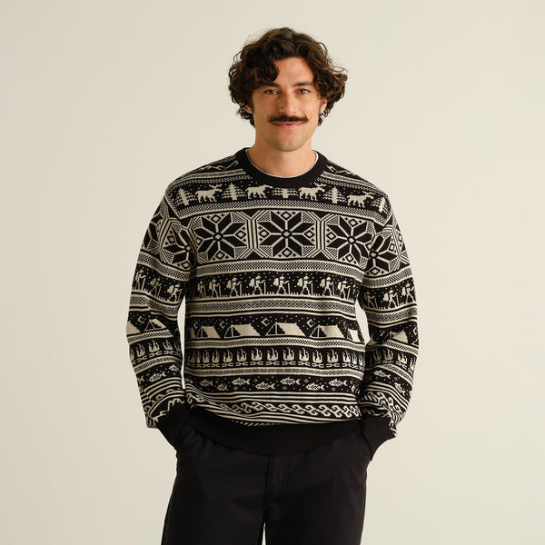 Dedicated Mora Fairisle Hike Black Herren Strickpullover schwarz ecru