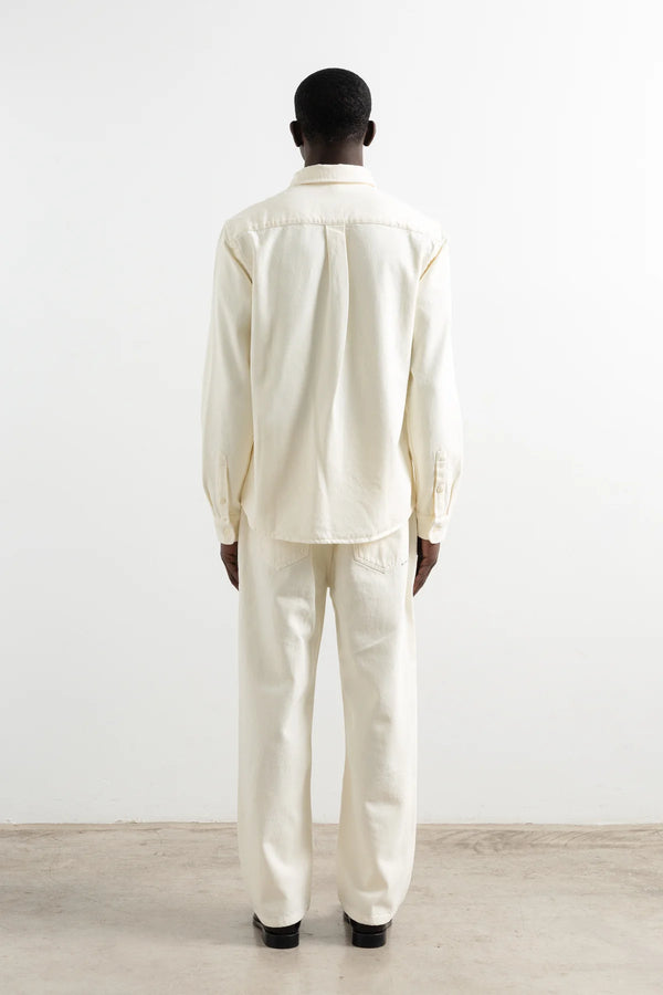 Edmmond Studios Off White Duck Denim Shirt Hemd Herren weiß