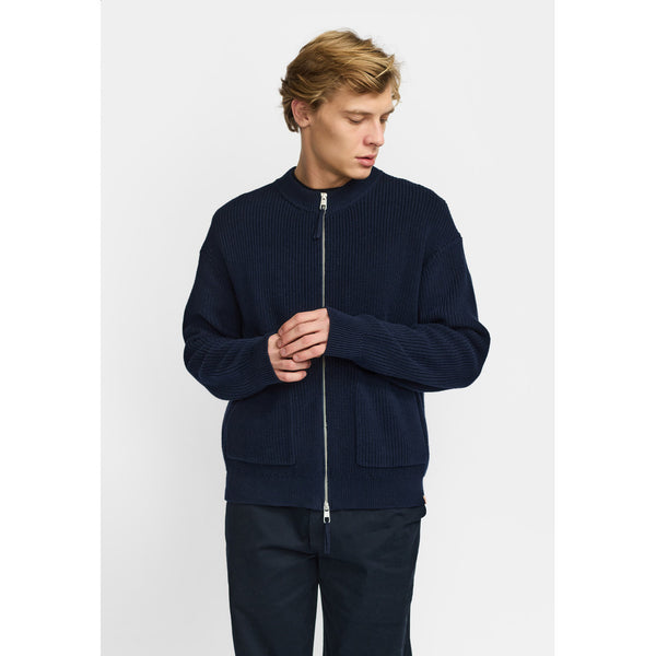 Revolution Zipped Knit Cardigan Strickjacke Herren dunkelblau