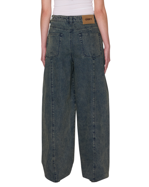 Obey Nana Denim Yellow Tint Wash Damen Baggy Jeans blau gelb