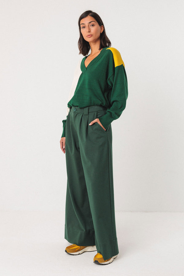 SKFK Nia Trouser Damen Palazzo Hose dunkelgrün