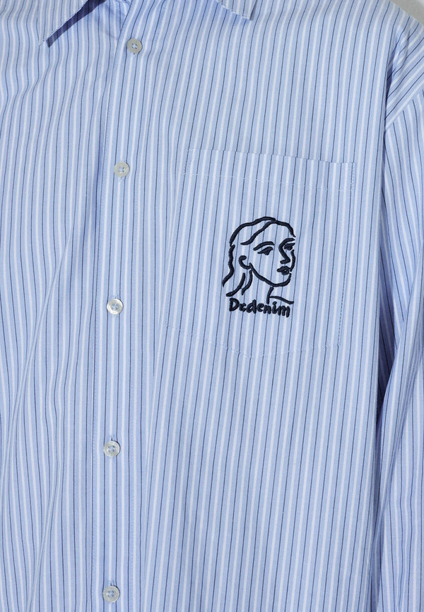 Dr. Denim Wes Shirt Hemd Gestreift Herren Hellblau