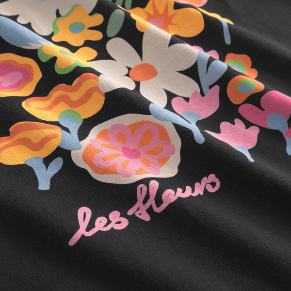 Dedicated Vadstena Les Fleurs Black Print T-Shirt Damen schwarz