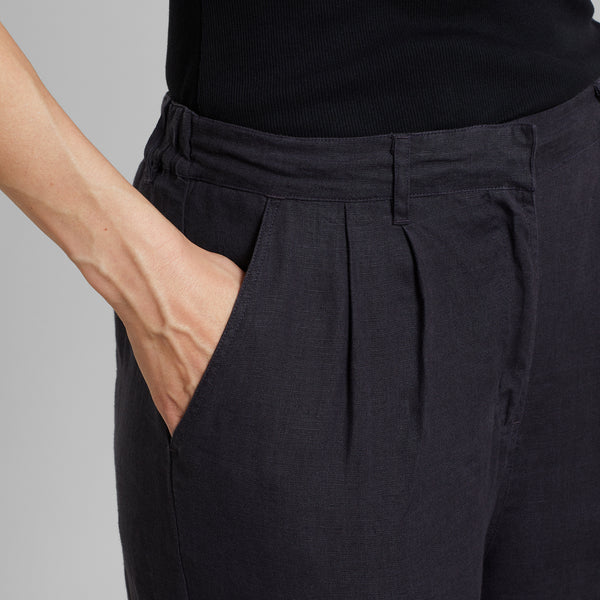 Dedicated Vickleby Linen Pants Damen Leinen Hose schwarz