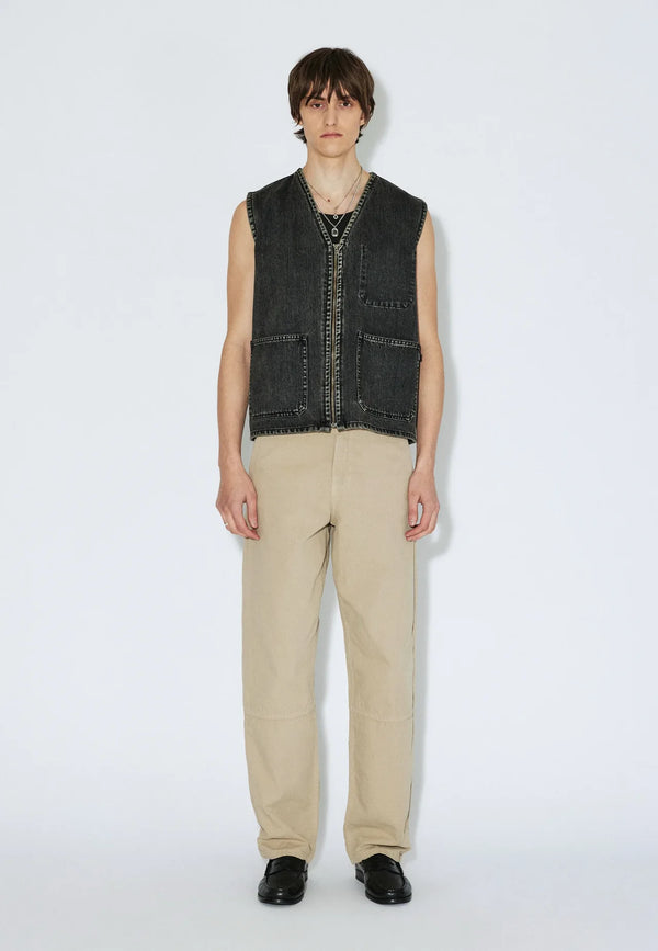 Dr. Denim Enver Worker Vest Jeans Weste Unisex Aged Black